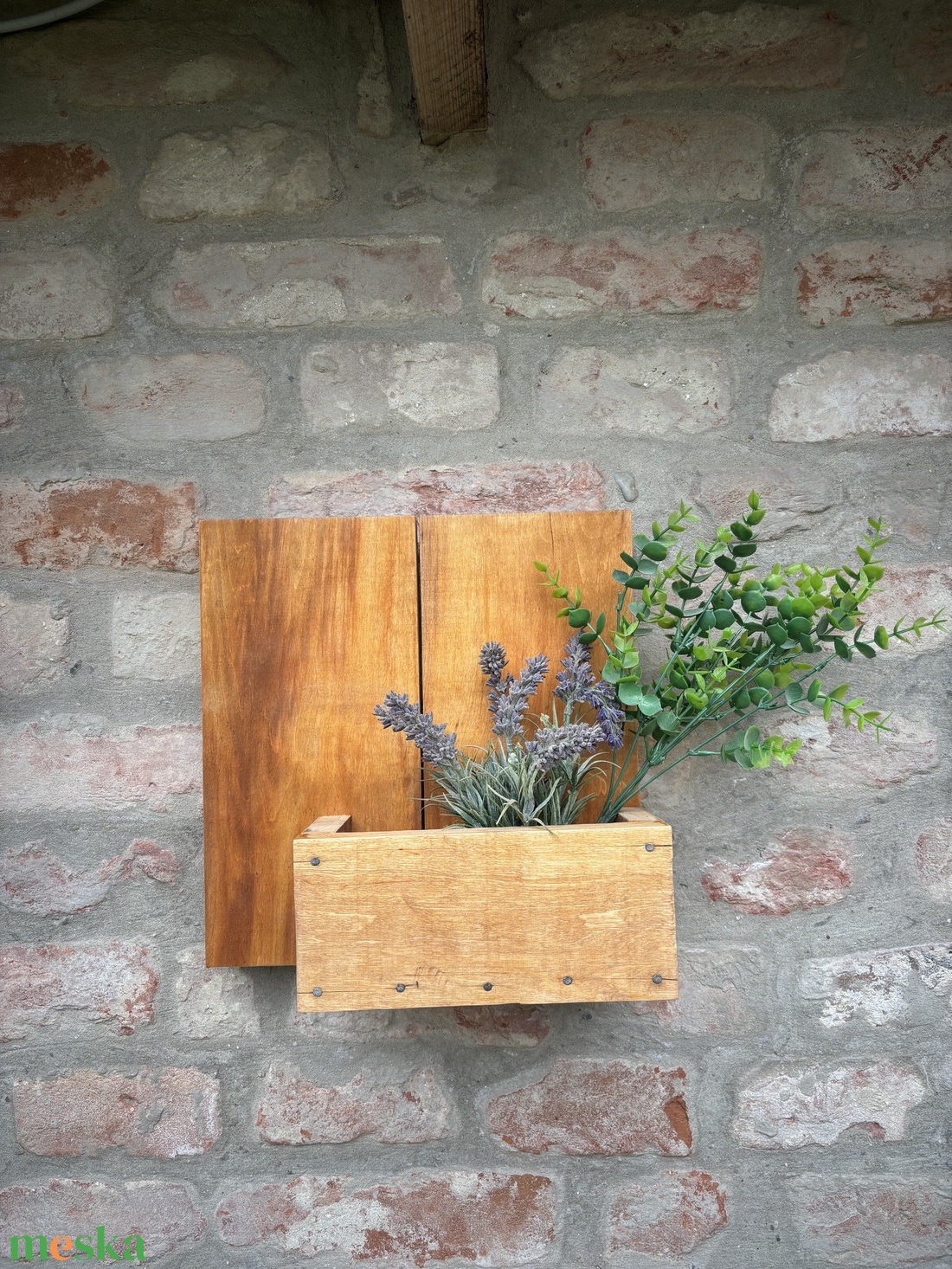 Új Handmade/Kézműves raklap fa Házszámtábla kis virágtartóval - otthon & életmód - ház & kert - házszám - Meska.hu