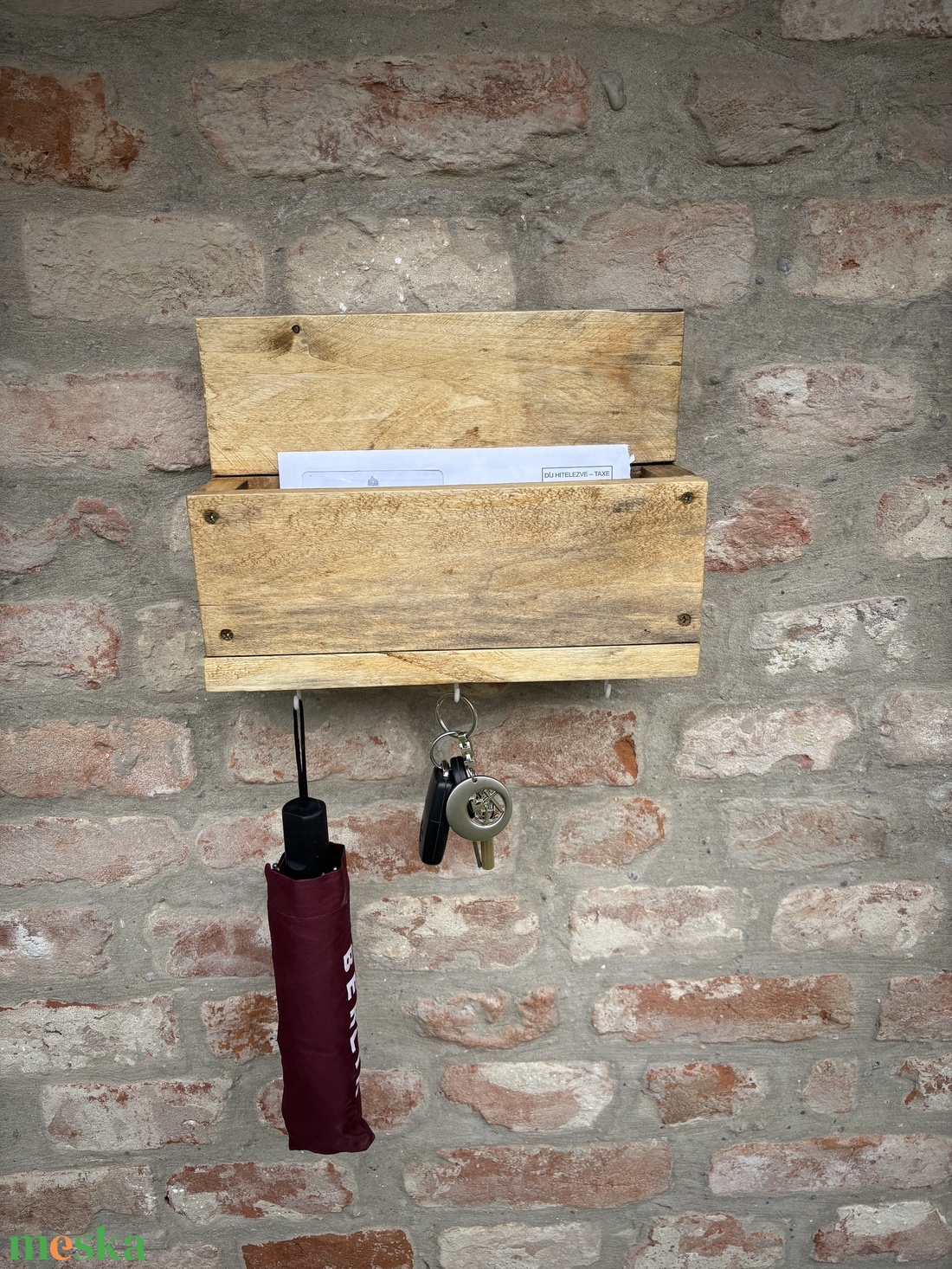 Új Handmade/Kézműves raklap fa előszobai levéltartó kis kulcs akasztókkal - otthon & életmód - bútor - polc - Meska.hu
