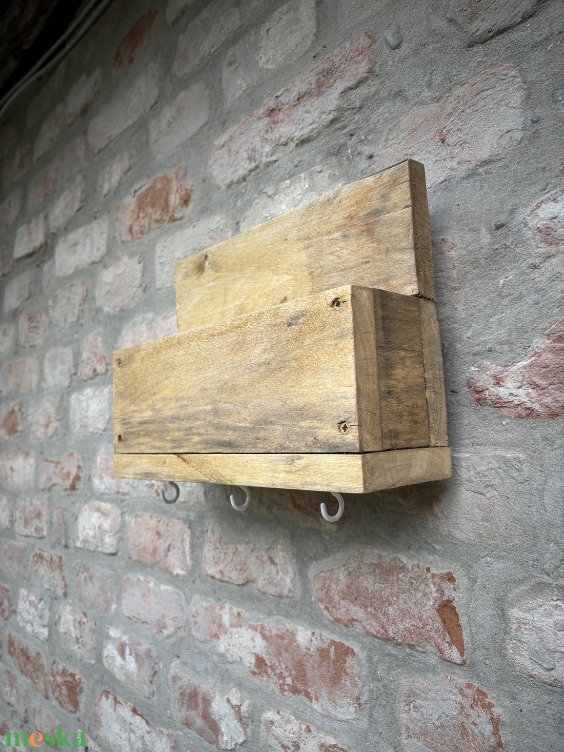 Új Handmade/Kézműves raklap fa előszobai levéltartó kis kulcs akasztókkal - otthon & életmód - bútor - polc - Meska.hu