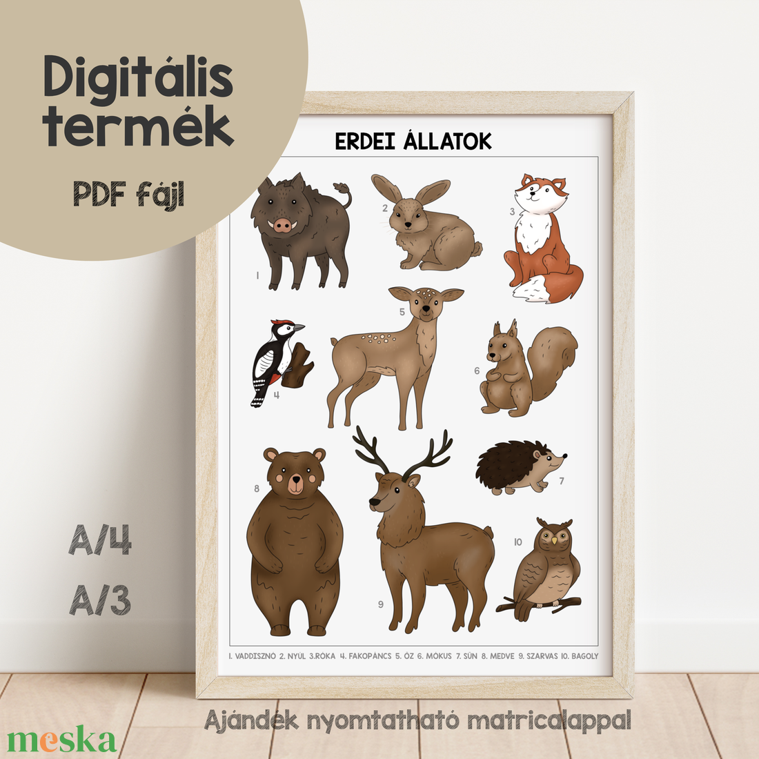 Erdei állatok poszter (nyomtatható) - játék & sport - készségfejlesztő és logikai játék - oktató játékok - Meska.hu Erdei állatok poszter (nyomtatható) - játék & sport - készségfejlesztő és logikai játék - oktató játékok - Meska.hu