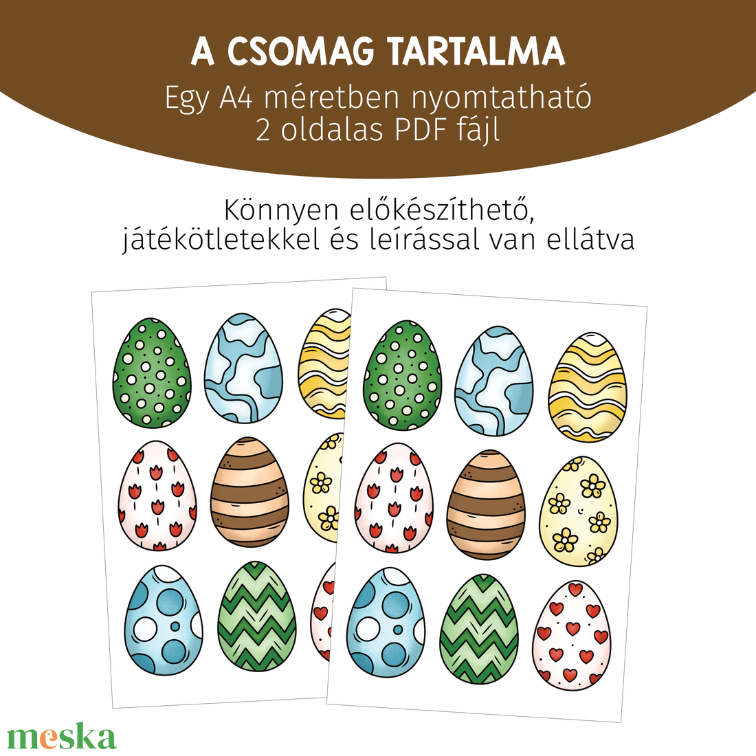 Húsvéti tojások kártyajáték (nyomtatható) - játék & sport - készségfejlesztő és logikai játék - memória játékok - Meska.hu