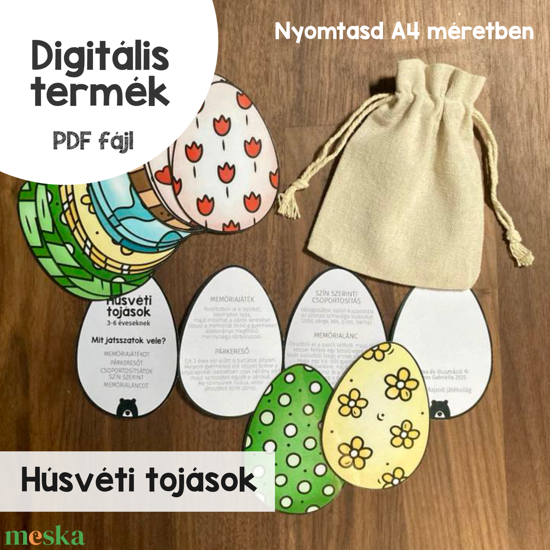 Húsvéti tojások kártyajáték (nyomtatható) - játék & sport - készségfejlesztő és logikai játék - memória játékok - Meska.hu