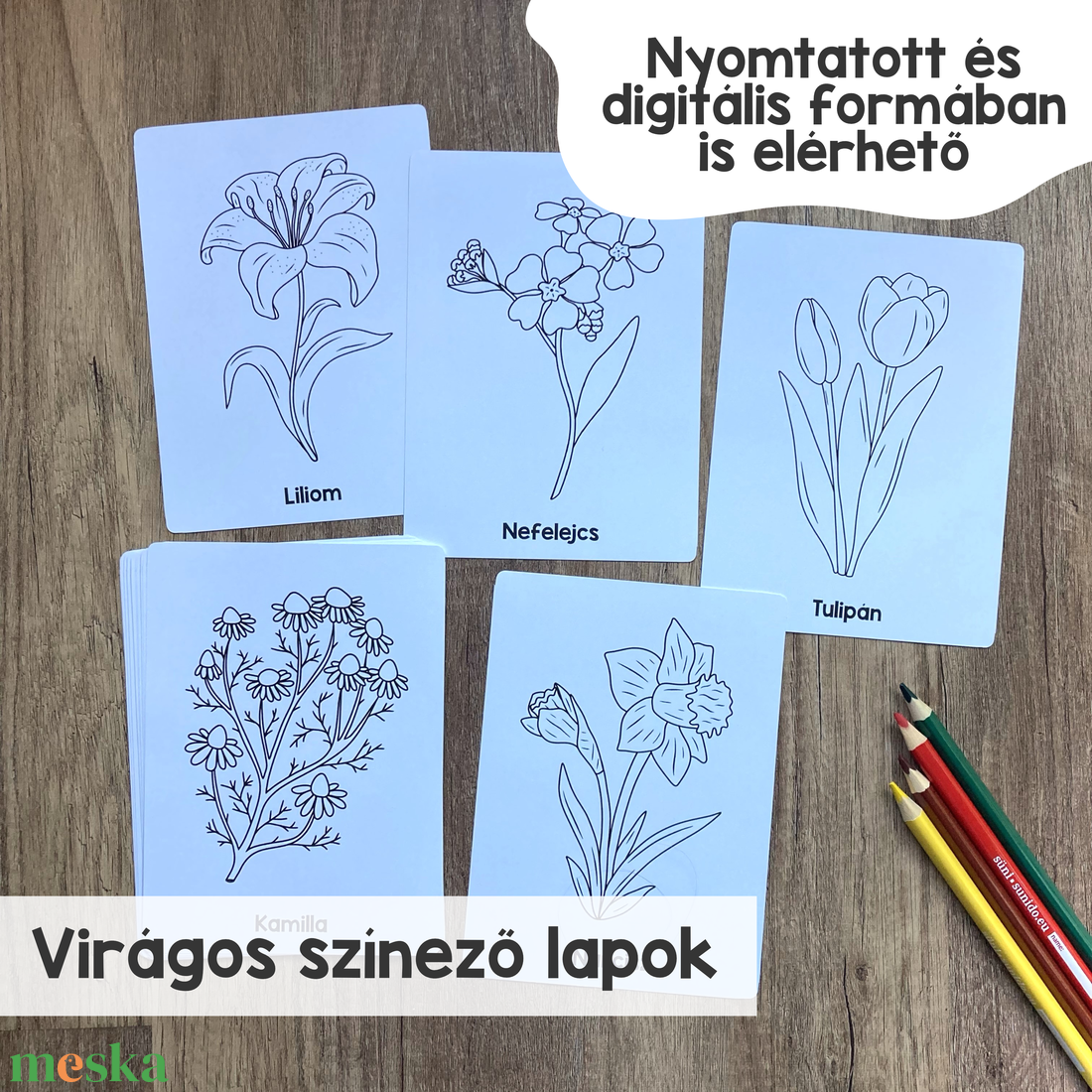 Virágos színező csomag (20 db) - otthon & életmód - papír, írószer - színező - Meska.hu