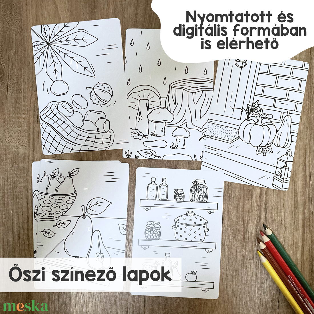 Őszi színező csomag (12 db) - otthon & életmód - papír, írószer - színező - Meska.hu