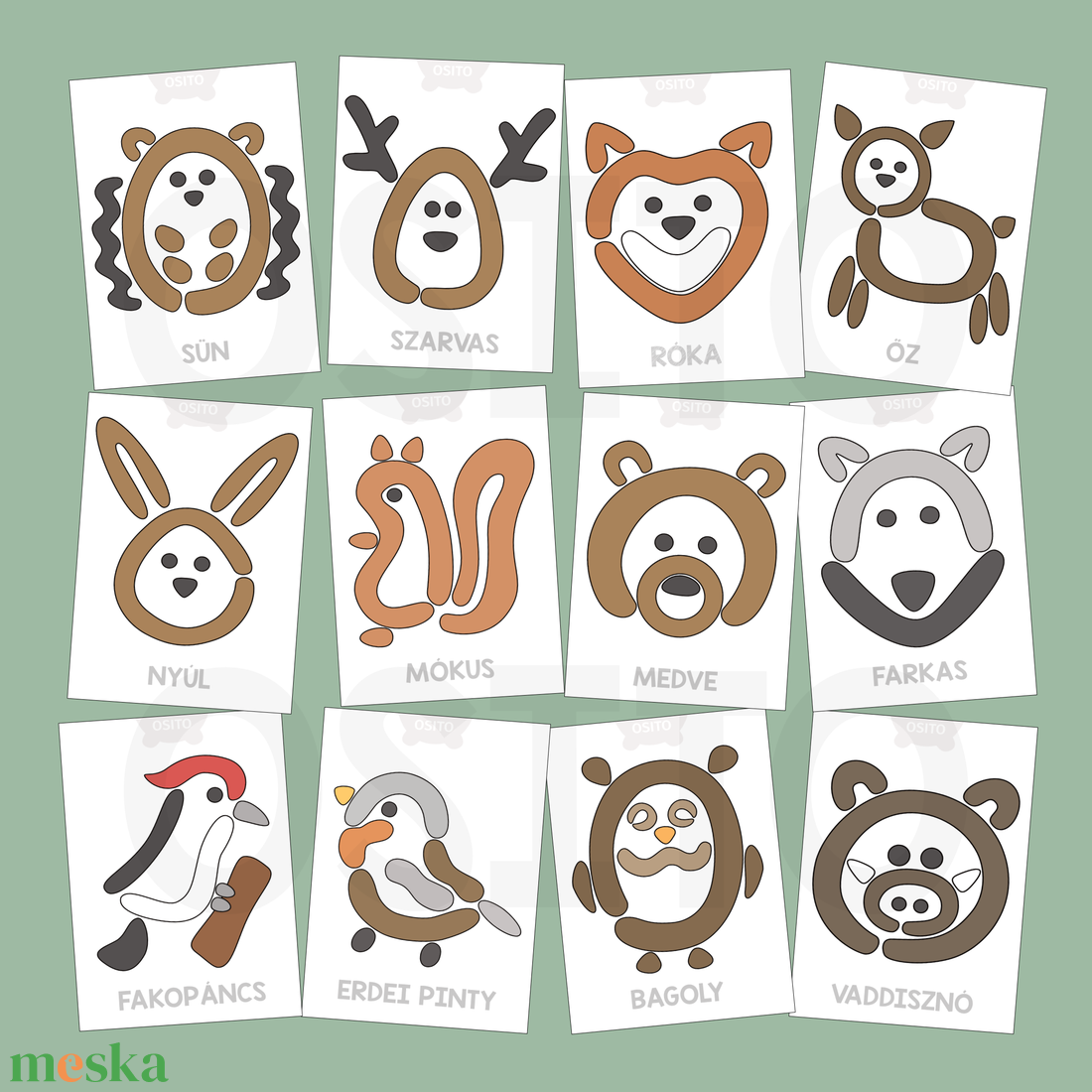 Erdei állatos gyurmalap csomag - PDF - játék & sport - készségfejlesztő és logikai játék - oktató játékok - Meska.hu