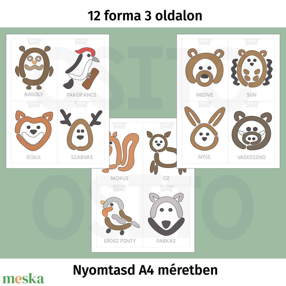 Erdei állatos gyurmalap csomag - PDF - játék & sport - készségfejlesztő és logikai játék - oktató játékok - Meska.hu