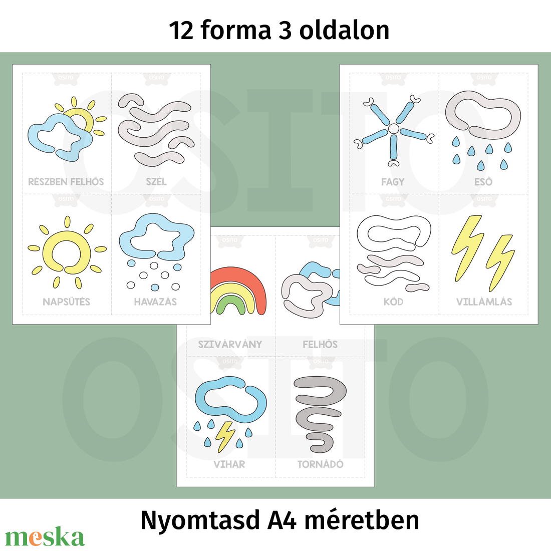 Időjárás gyurmalap csomag - PDF - játék & sport - készségfejlesztő és logikai játék - oktató játékok - Meska.hu