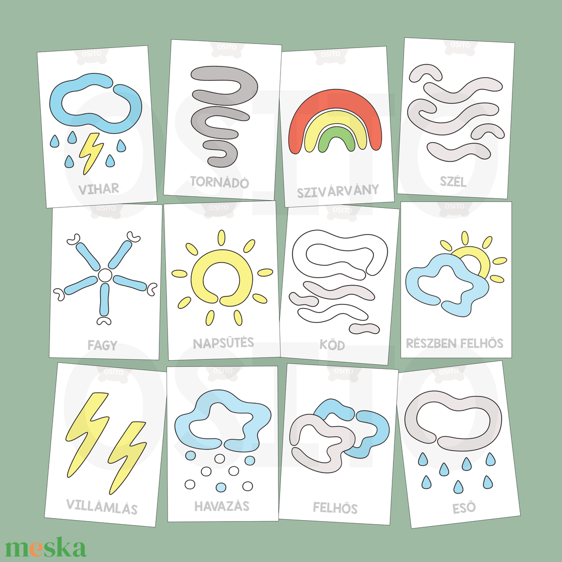 Időjárás gyurmalap csomag - PDF - játék & sport - készségfejlesztő és logikai játék - oktató játékok - Meska.hu