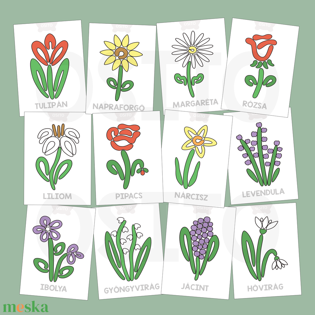 Virágok gyurmalap csomag - PDF - játék & sport - készségfejlesztő és logikai játék - oktató játékok - Meska.hu