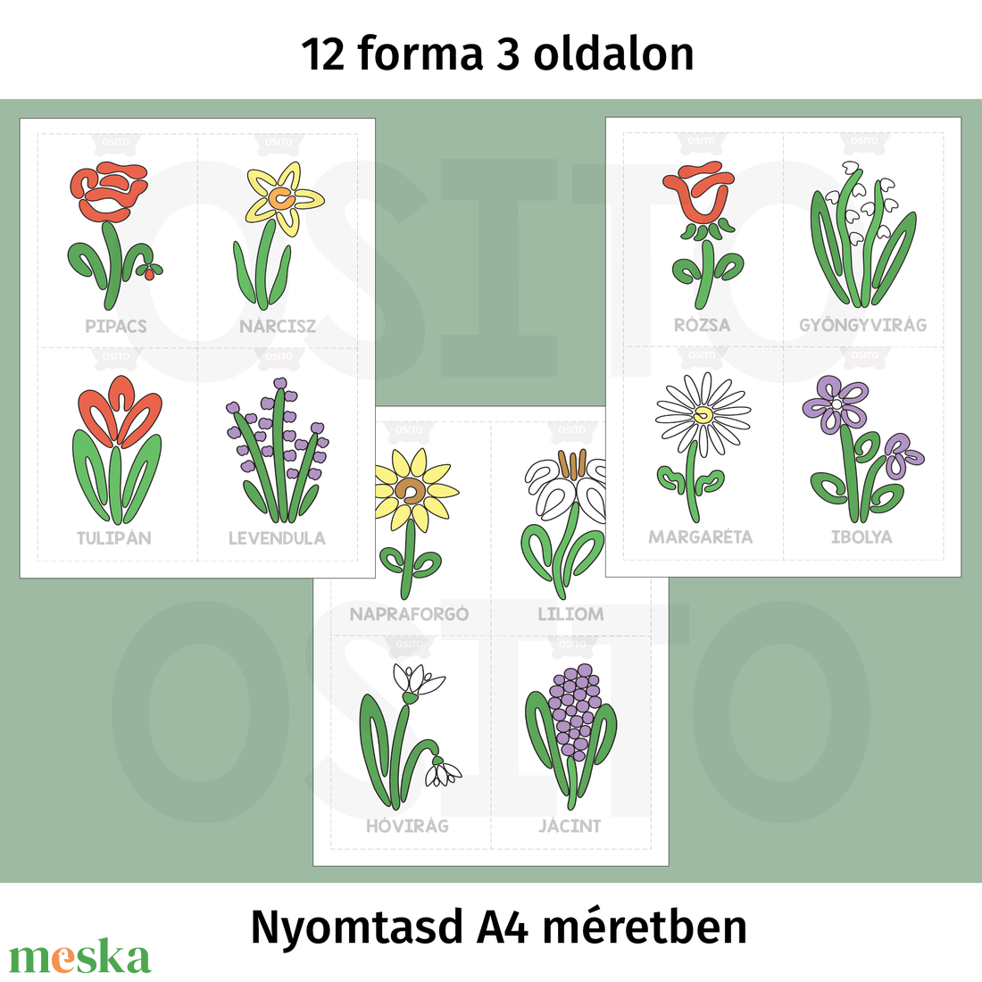 Virágok gyurmalap csomag - PDF - játék & sport - készségfejlesztő és logikai játék - oktató játékok - Meska.hu