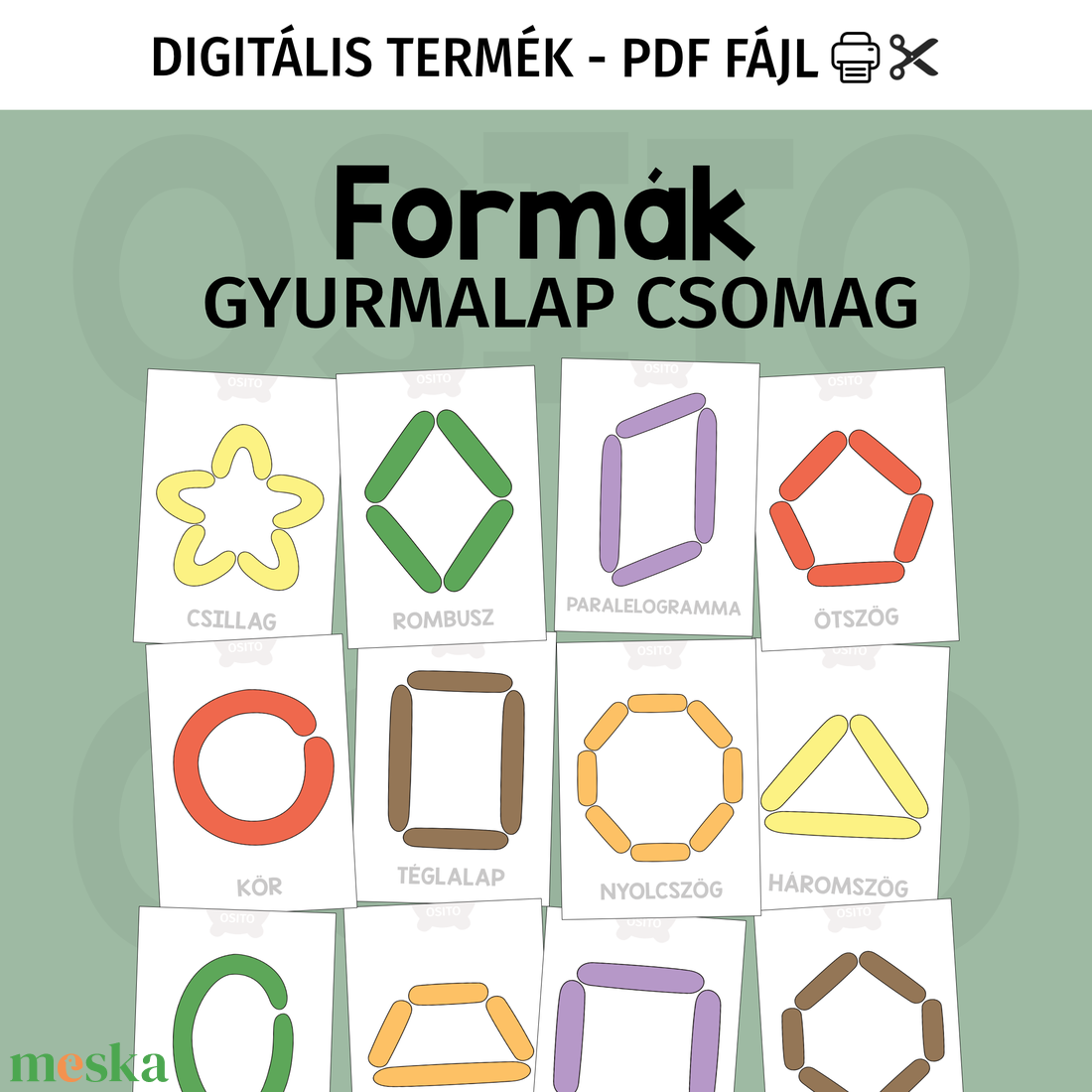 Formák gyurmalap csomag - PDF - játék & sport - készségfejlesztő és logikai játék - oktató játékok - Meska.hu