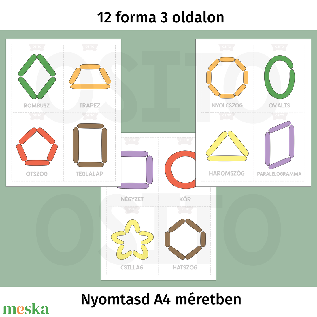 Formák gyurmalap csomag - PDF - játék & sport - készségfejlesztő és logikai játék - oktató játékok - Meska.hu