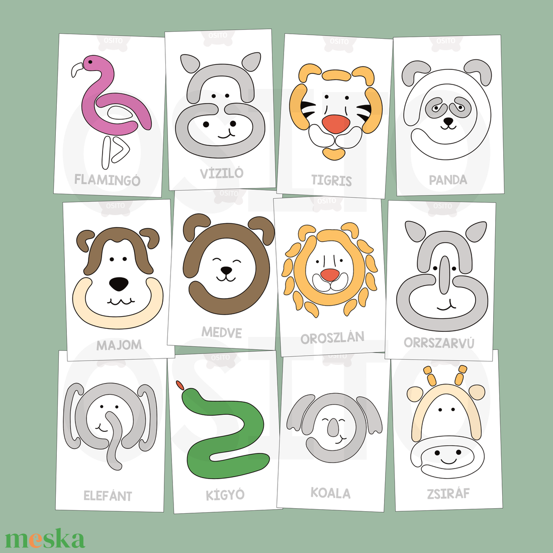 Állatkerti állatok gyurmalap csomag - PDF - játék & sport - készségfejlesztő és logikai játék - oktató játékok - Meska.hu