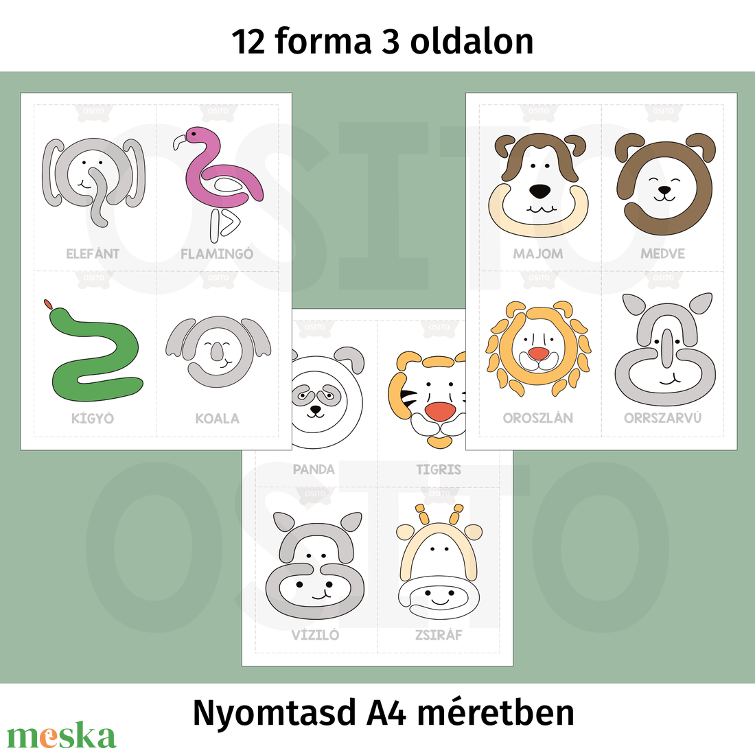 Állatkerti állatok gyurmalap csomag - PDF - játék & sport - készségfejlesztő és logikai játék - oktató játékok - Meska.hu