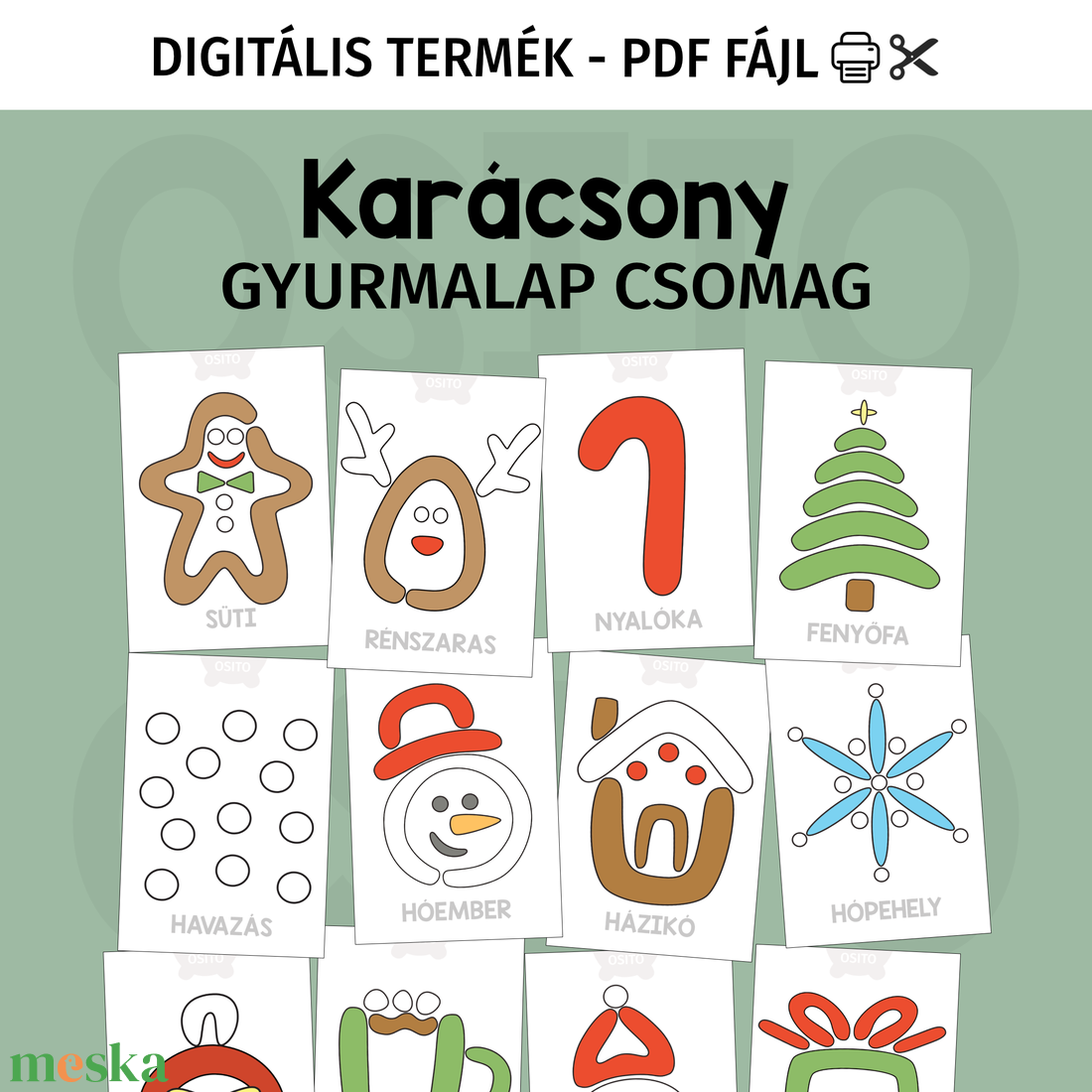Karácsony gyurmalap csomag - PDF - játék & sport - készségfejlesztő és logikai játék - oktató játékok - Meska.hu