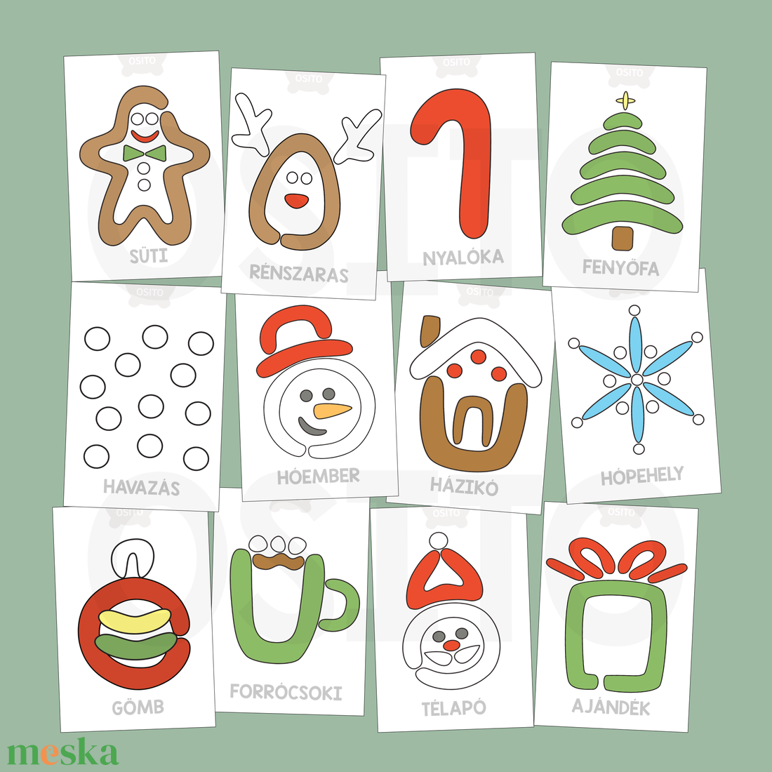 Karácsony gyurmalap csomag - PDF - játék & sport - készségfejlesztő és logikai játék - oktató játékok - Meska.hu