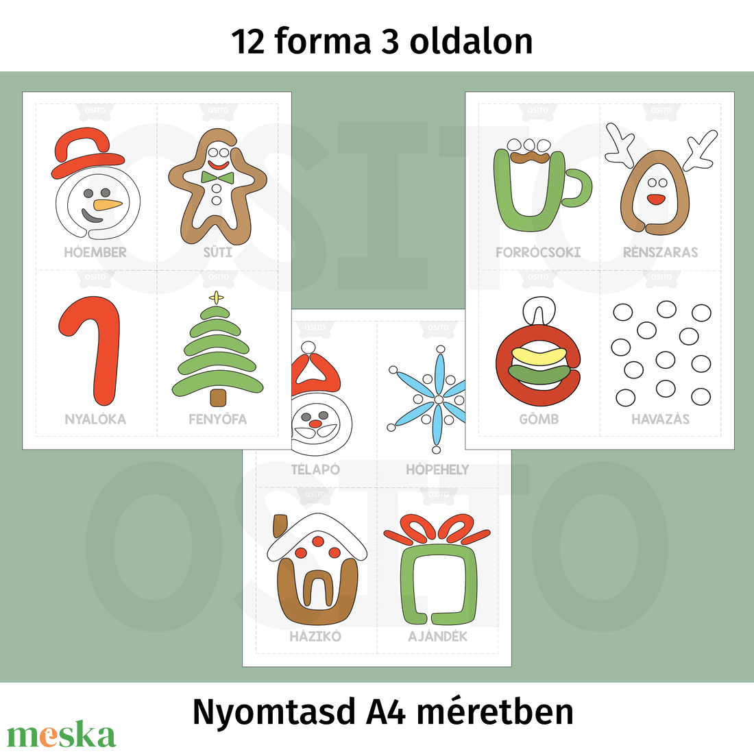 Karácsony gyurmalap csomag - PDF - játék & sport - készségfejlesztő és logikai játék - oktató játékok - Meska.hu