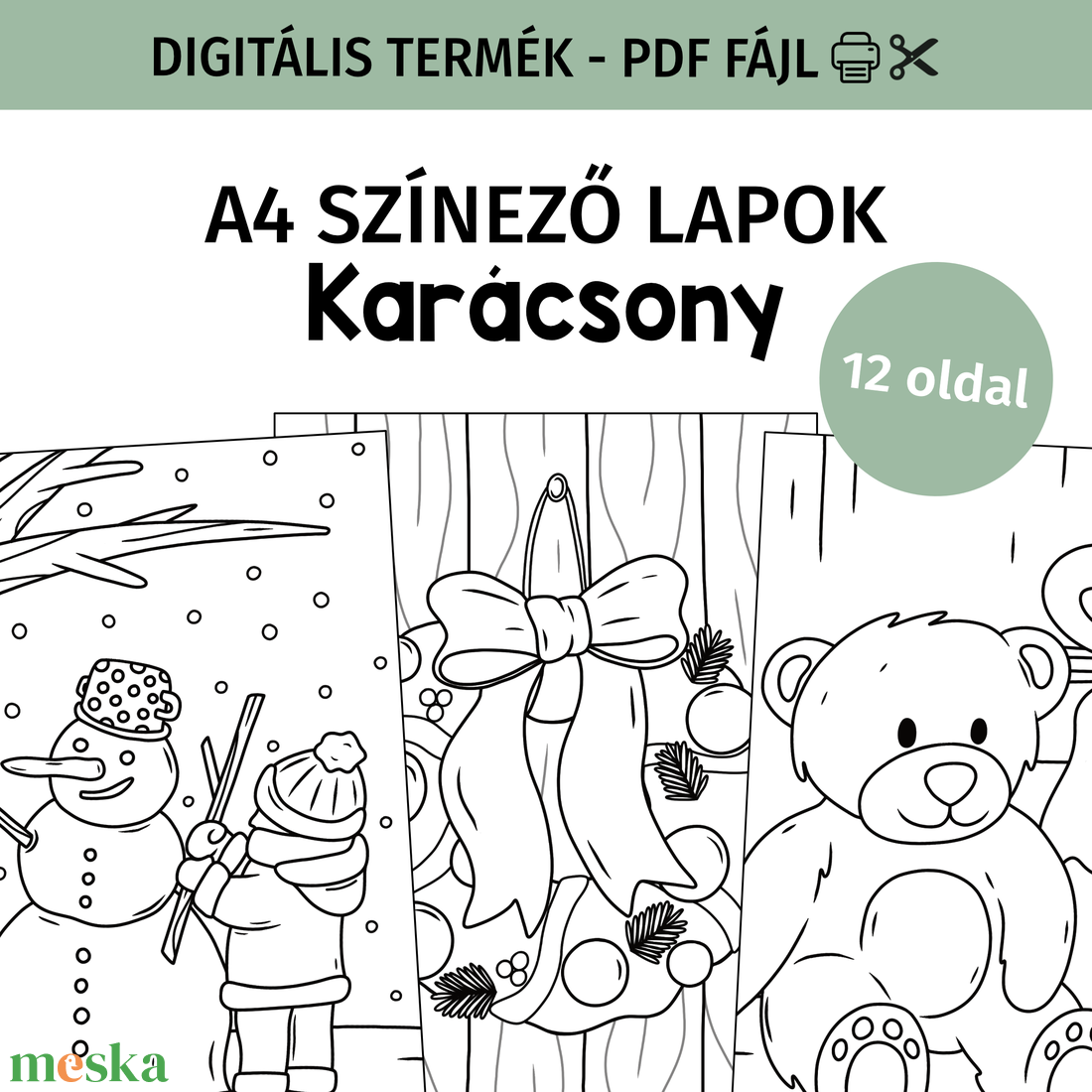 Karácsonyi színező lapok - PDF - otthon & életmód - papír, írószer - színező - Meska.hu