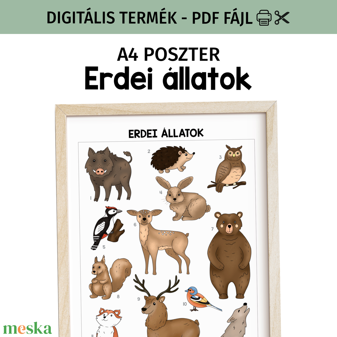 Erdei állatok poszter - PDF - otthon & életmód - dekoráció - kép & falikép - poszter - Meska.hu