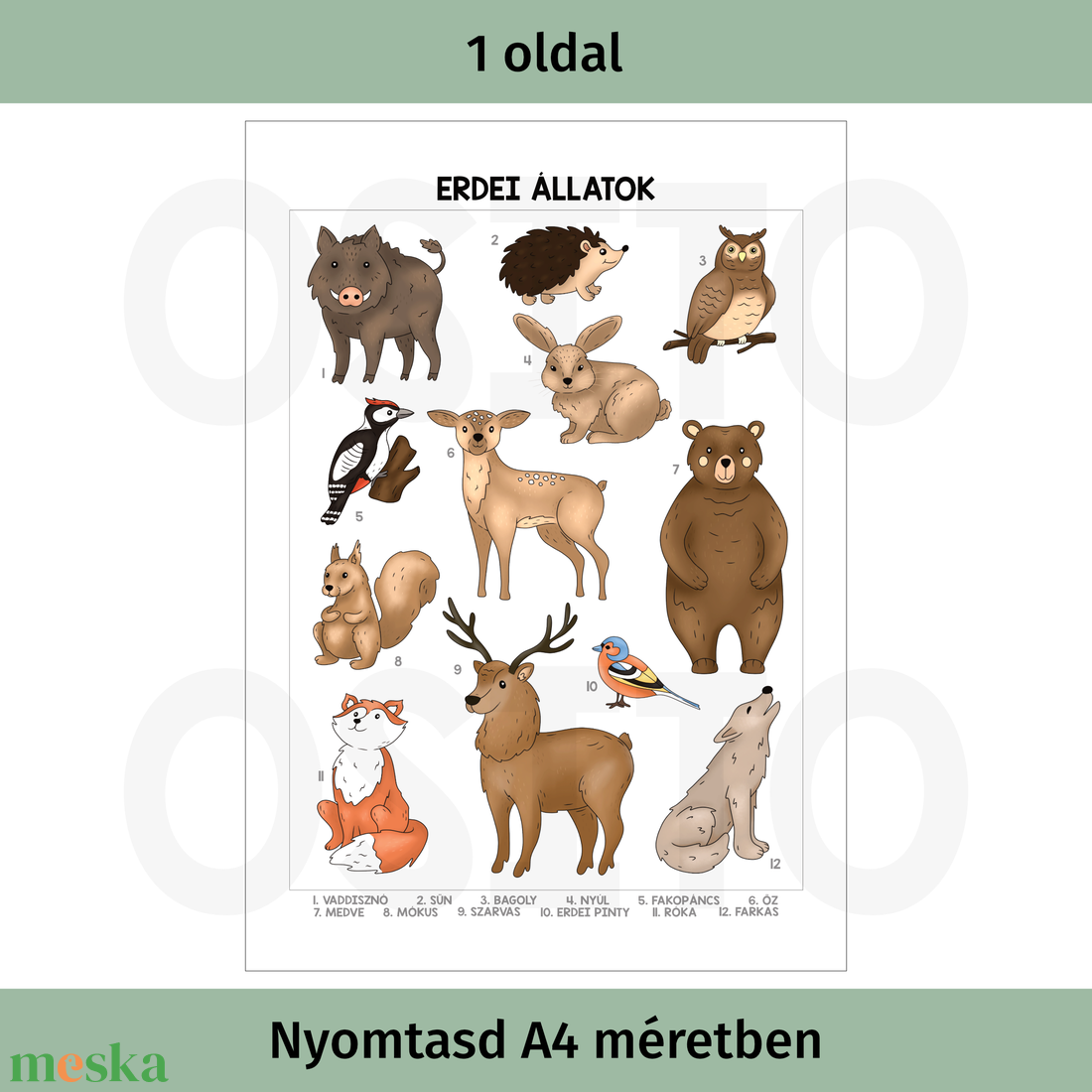 Erdei állatok poszter - PDF - otthon & életmód - dekoráció - kép & falikép - poszter - Meska.hu
