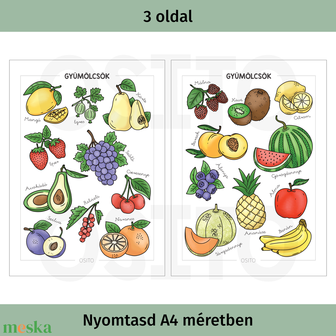 Gyümölcsös poszter csomag - PDF - otthon & életmód - dekoráció - kép & falikép - poszter - Meska.hu