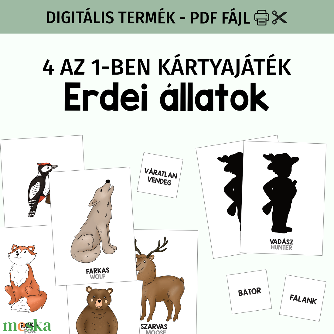 Az erdő állatai 4 az 1-ben kártyajáték - PDF - játék & sport - készségfejlesztő és logikai játék - oktató játékok - Meska.hu