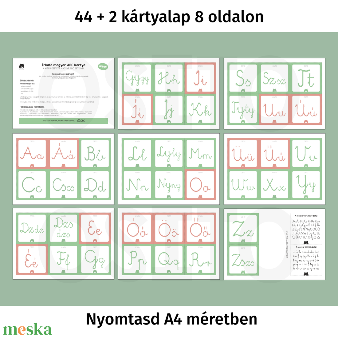 Írható magyar ABC kártyacsomag - PDF - játék & sport - készségfejlesztő és logikai játék - oktató játékok - Meska.hu