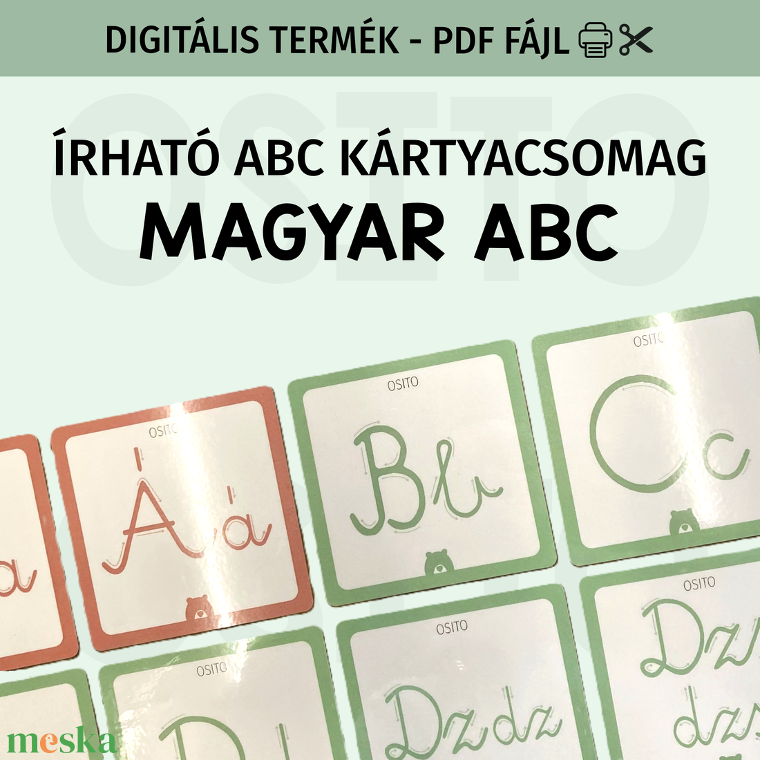Írható magyar ABC kártyacsomag - PDF - játék & sport - készségfejlesztő és logikai játék - oktató játékok - Meska.hu