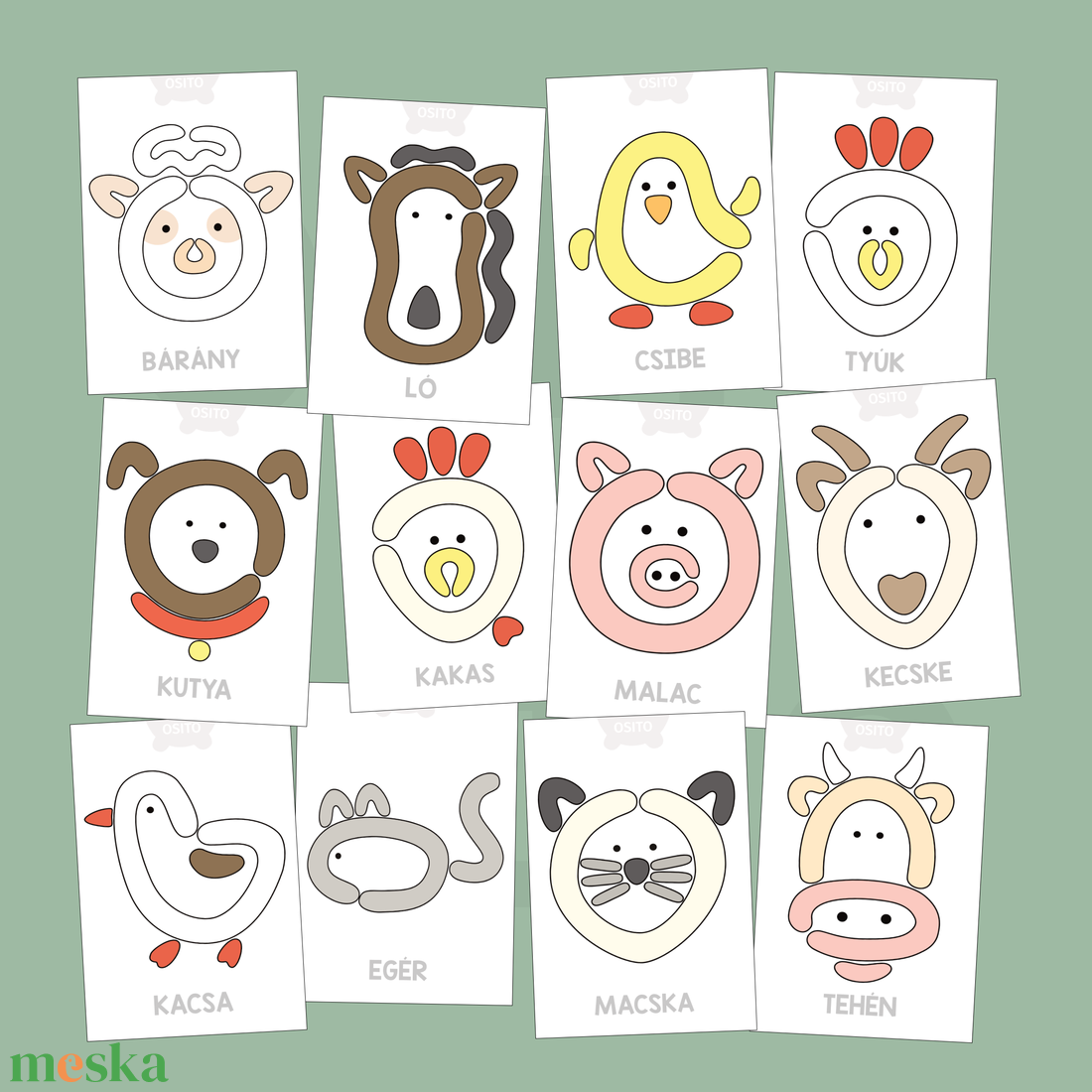 Tanyasi állatok gyurmalap csomag - PDF - játék & sport - készségfejlesztő és logikai játék - oktató játékok - Meska.hu