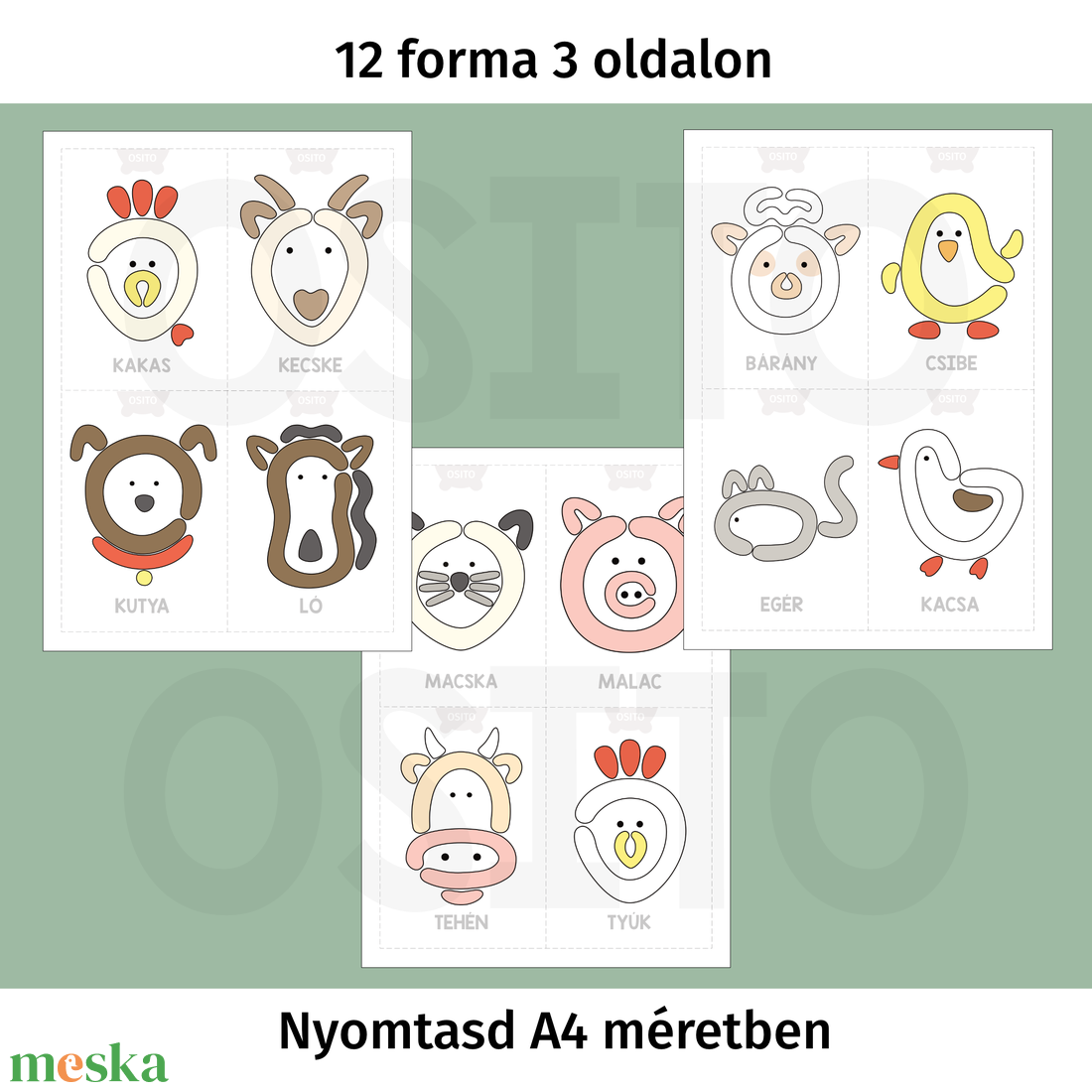 Tanyasi állatok gyurmalap csomag - PDF - játék & sport - készségfejlesztő és logikai játék - oktató játékok - Meska.hu