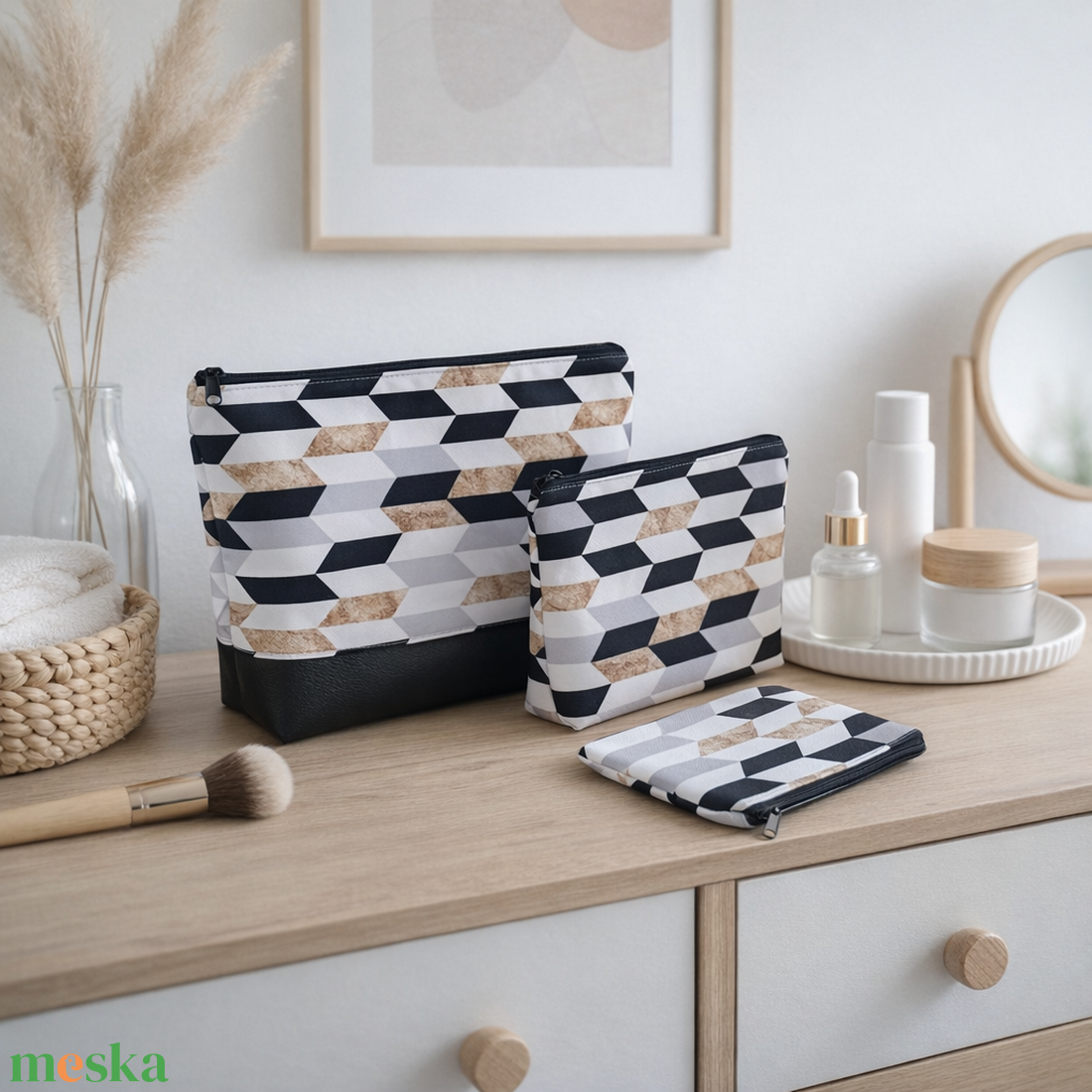 Geometria mintás szett - táska & tok - neszesszer - Meska.hu