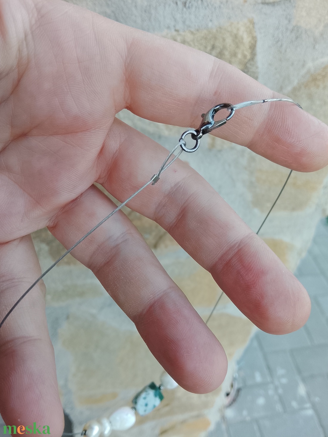 Zöld achát, kagyló és igazgyöngy nyaklánc, nyakék - ékszer - nyaklánc - gyöngyös nyaklánc - Meska.hu