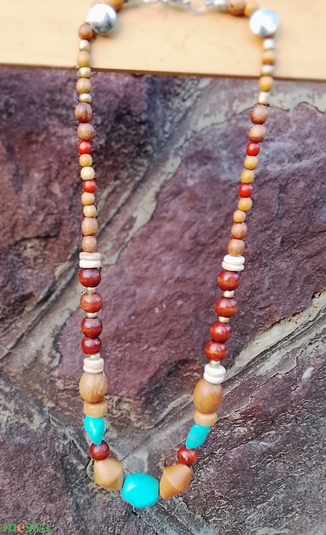 Fagyöngy és türkiz köves nyaklánc, nyakék  - ékszer - nyaklánc - gyöngyös nyaklánc - Meska.hu