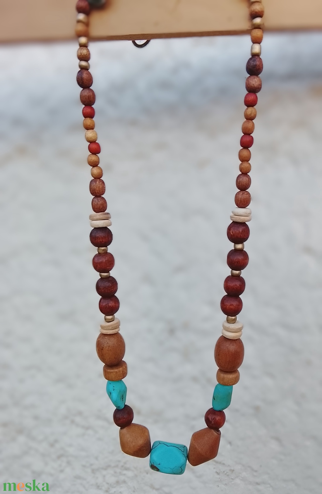 Fagyöngy és türkiz köves nyaklánc, nyakék  - ékszer - nyaklánc - gyöngyös nyaklánc - Meska.hu