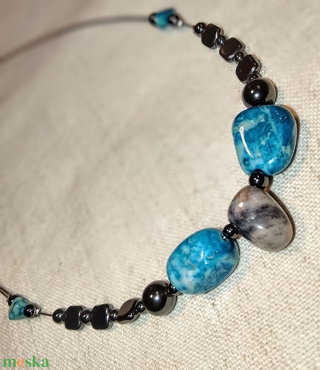 Apatit hematit ásvány nyaklánc, nyakék  - ékszer - nyaklánc - gyöngyös nyaklánc - Meska.hu