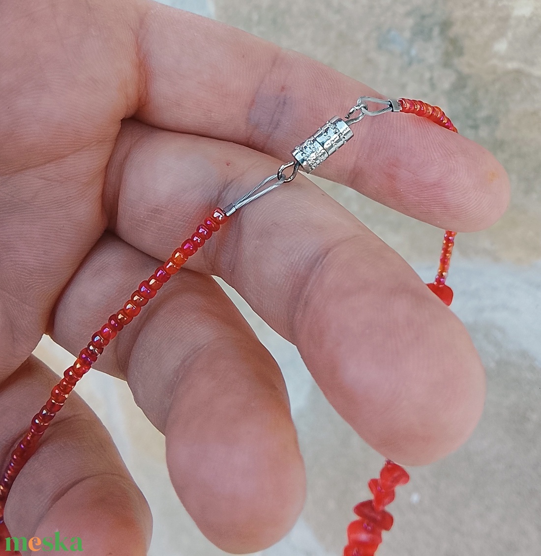 Korall és hematit barátságban :) - ékszer - nyaklánc - gyöngyös nyaklánc - Meska.hu