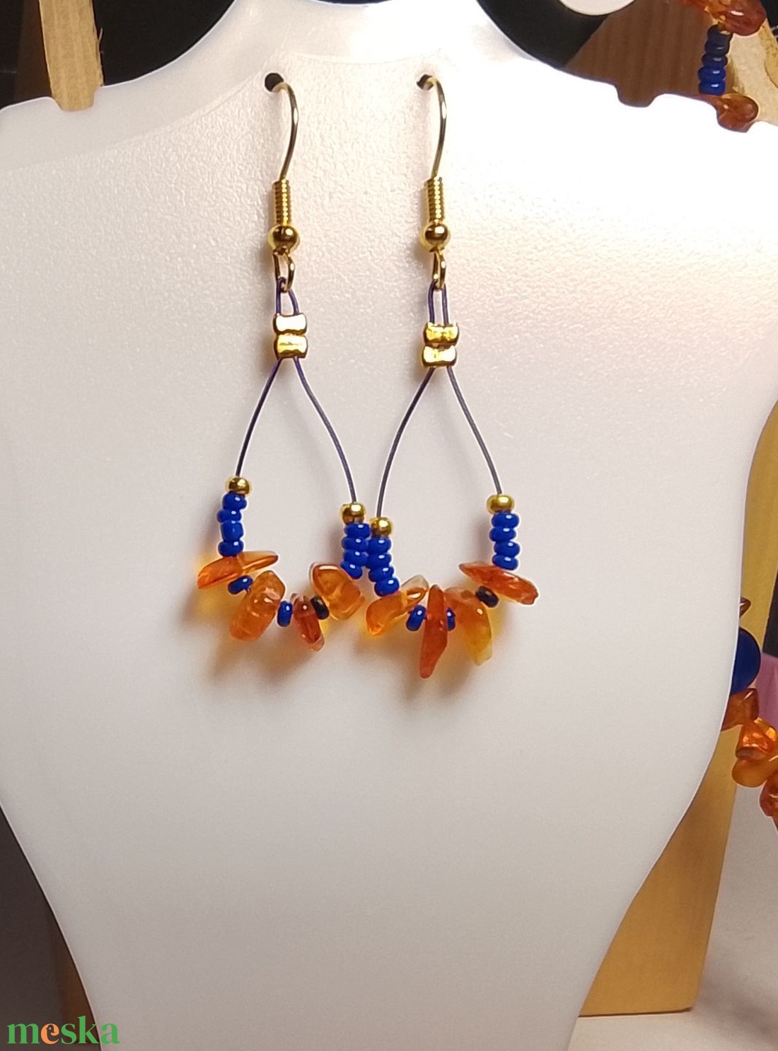 Fülbevaló ásvánnyal  - ékszer - fülbevaló - lógó fülbevaló - Meska.hu