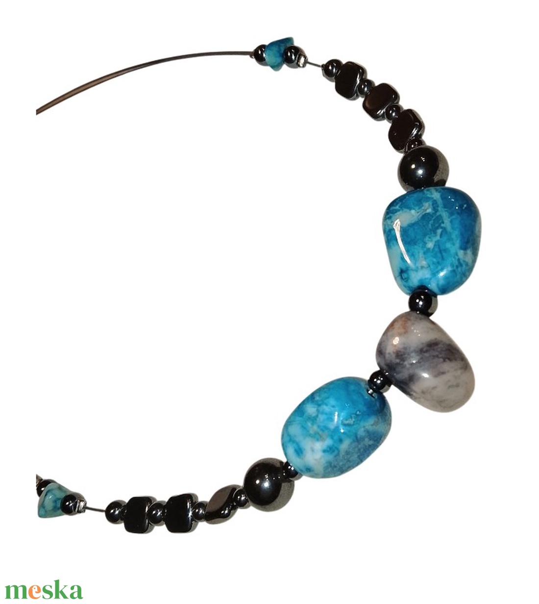 Apatit hematit ásvány nyaklánc, nyakék  - ékszer - nyaklánc - gyöngyös nyaklánc - Meska.hu