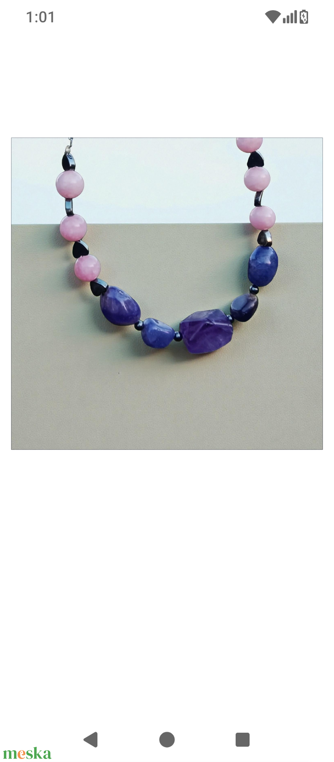 Ametiszt és hematit kövekből nyaklánc, nyakék  - ékszer - nyaklánc - gyöngyös nyaklánc - Meska.hu