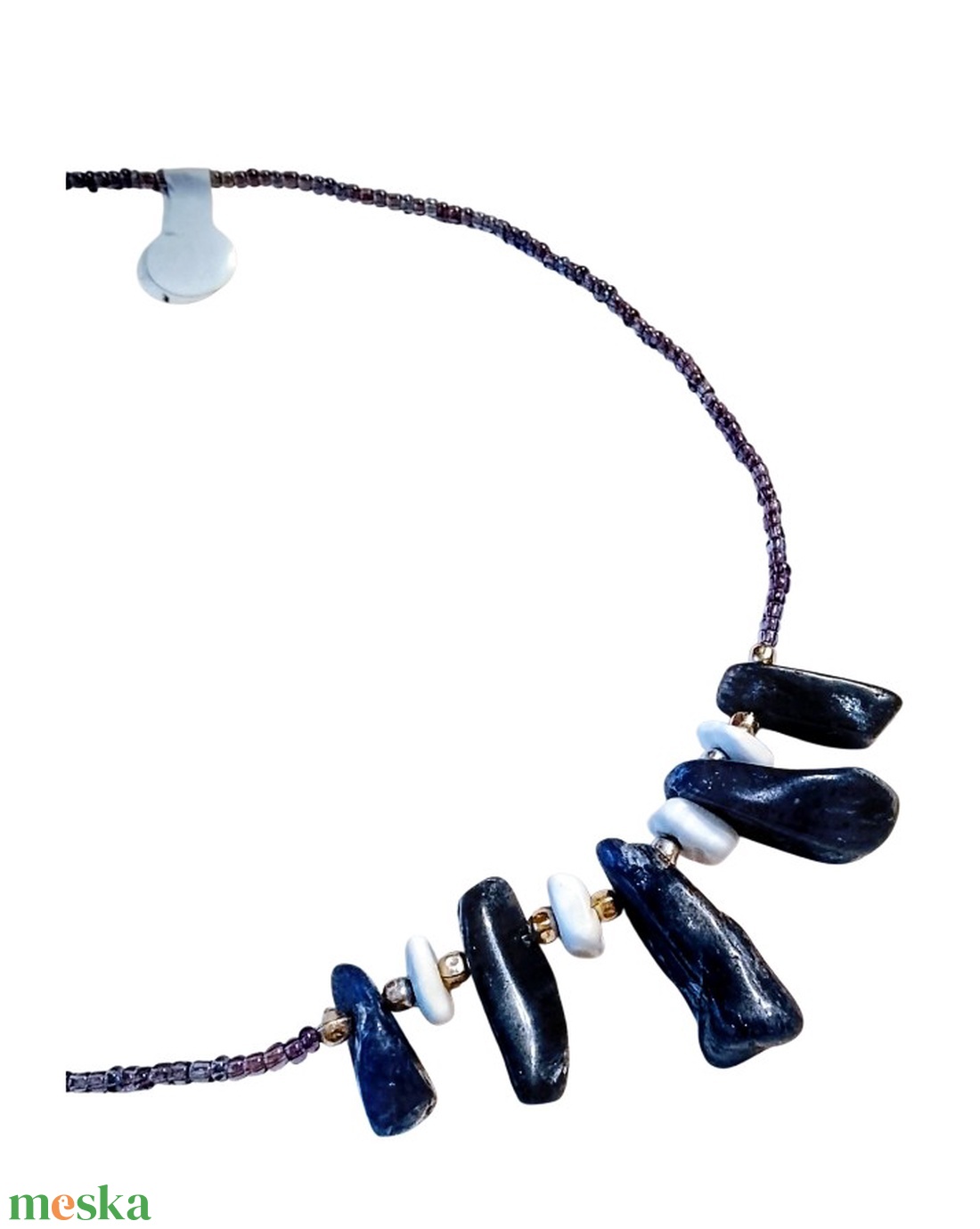 Ásvány és kagyló nyaklánc, nyakék  - ékszer - nyaklánc - gyöngyös nyaklánc - Meska.hu