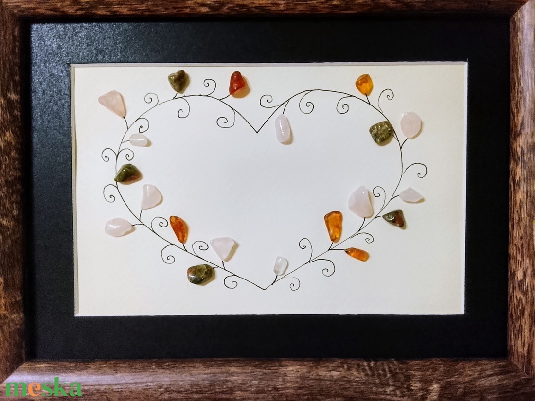 Féldrágakövekkel kirakott  szív falikép  - otthon & életmód - dekoráció - kép & falikép - kavics kép - Meska.hu