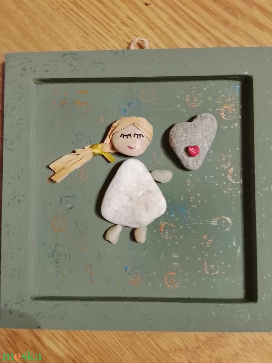 Angyalkás kő falikép  - otthon & életmód - dekoráció - kép & falikép - kavics kép - Meska.hu