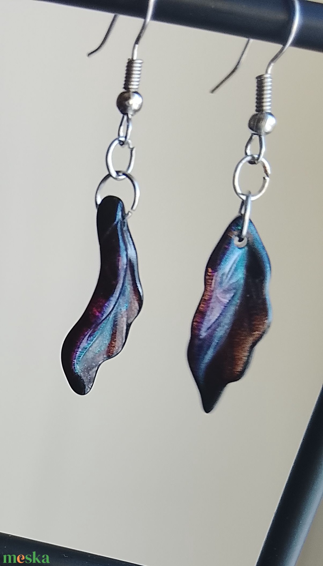 Levél alakú fülbevaló  - ékszer - fülbevaló - lógó fülbevaló - Meska.hu