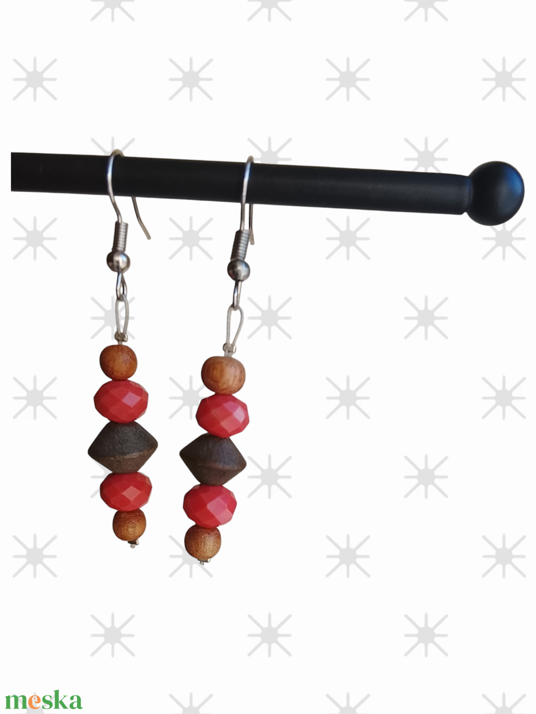 Narancs és barna fülbevaló  - ékszer - nyaklánc - gyöngyös nyaklánc - Meska.hu