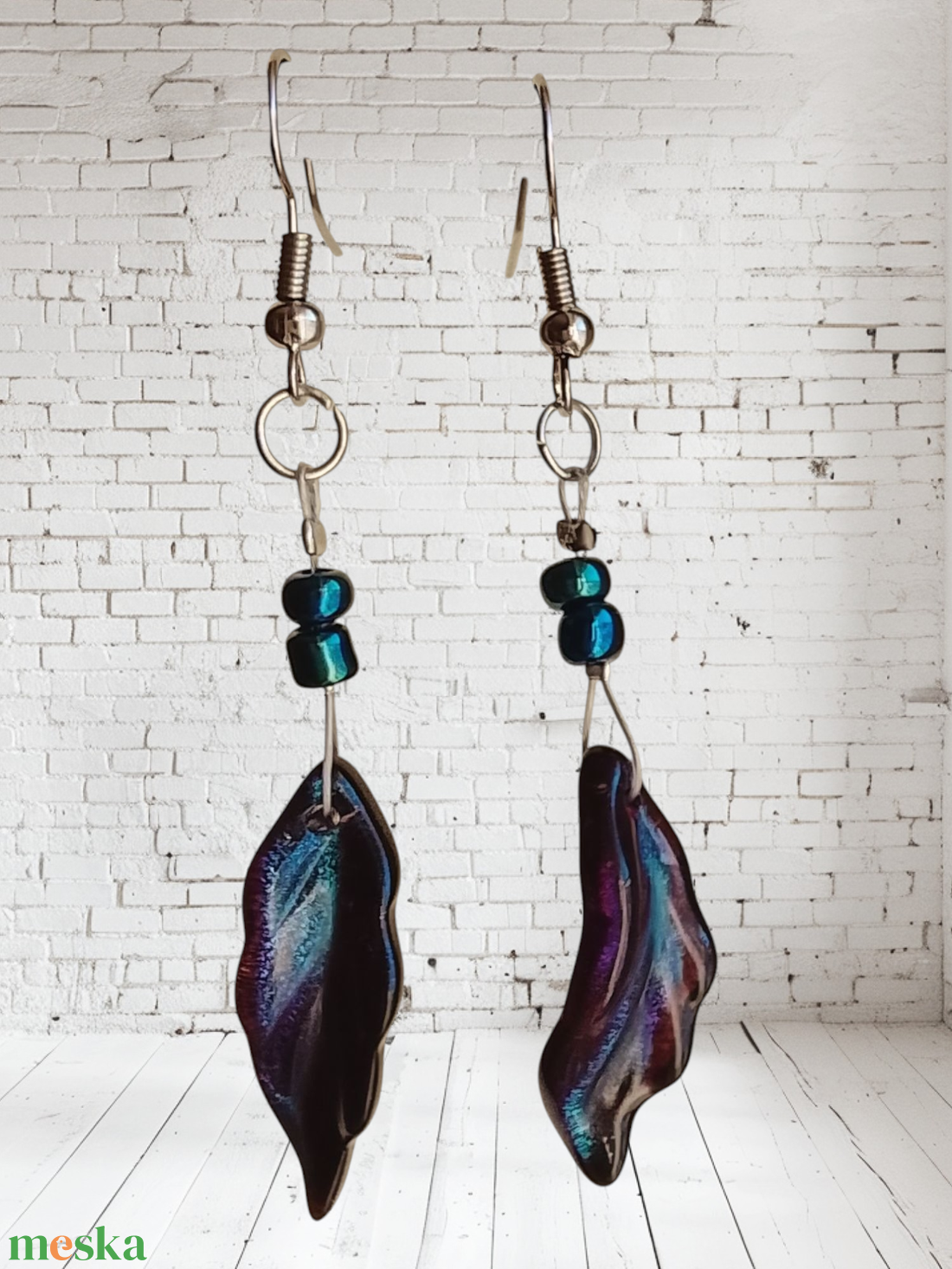 Levél fülbevaló  - ékszer - fülbevaló - lógó fülbevaló - Meska.hu