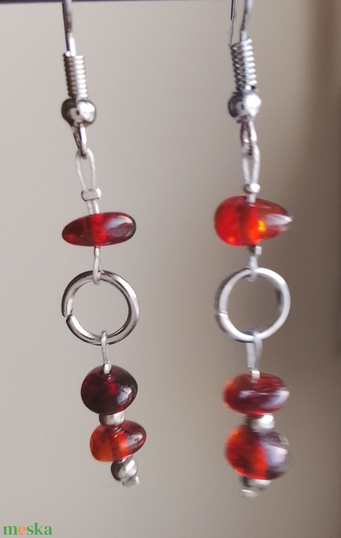 Fülbevaló borostyán gyöngyökkel  - ékszer - fülbevaló - lógó fülbevaló - Meska.hu