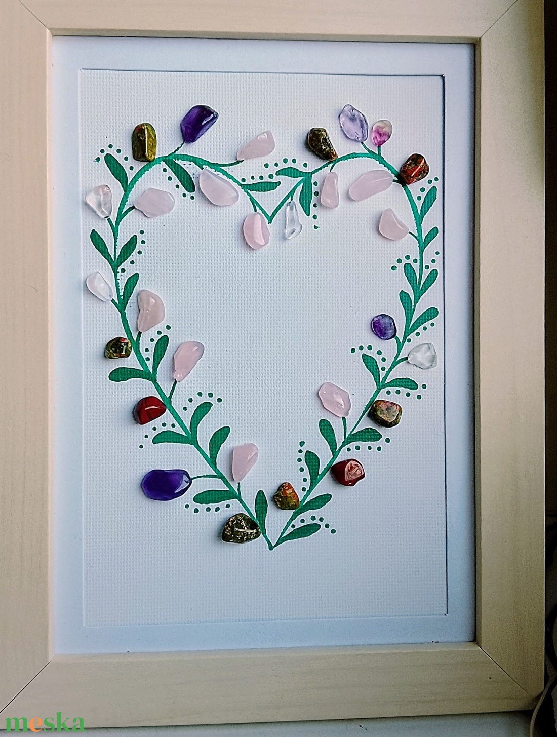 Szívecske mintás kép - ékszer - nyaklánc - gyöngyös nyaklánc - Meska.hu