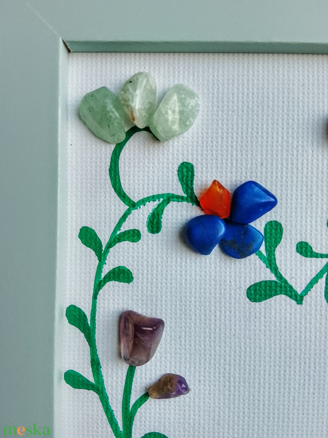 Szívecske mintás ásvány kép - ékszer - nyaklánc - gyöngyös nyaklánc - Meska.hu