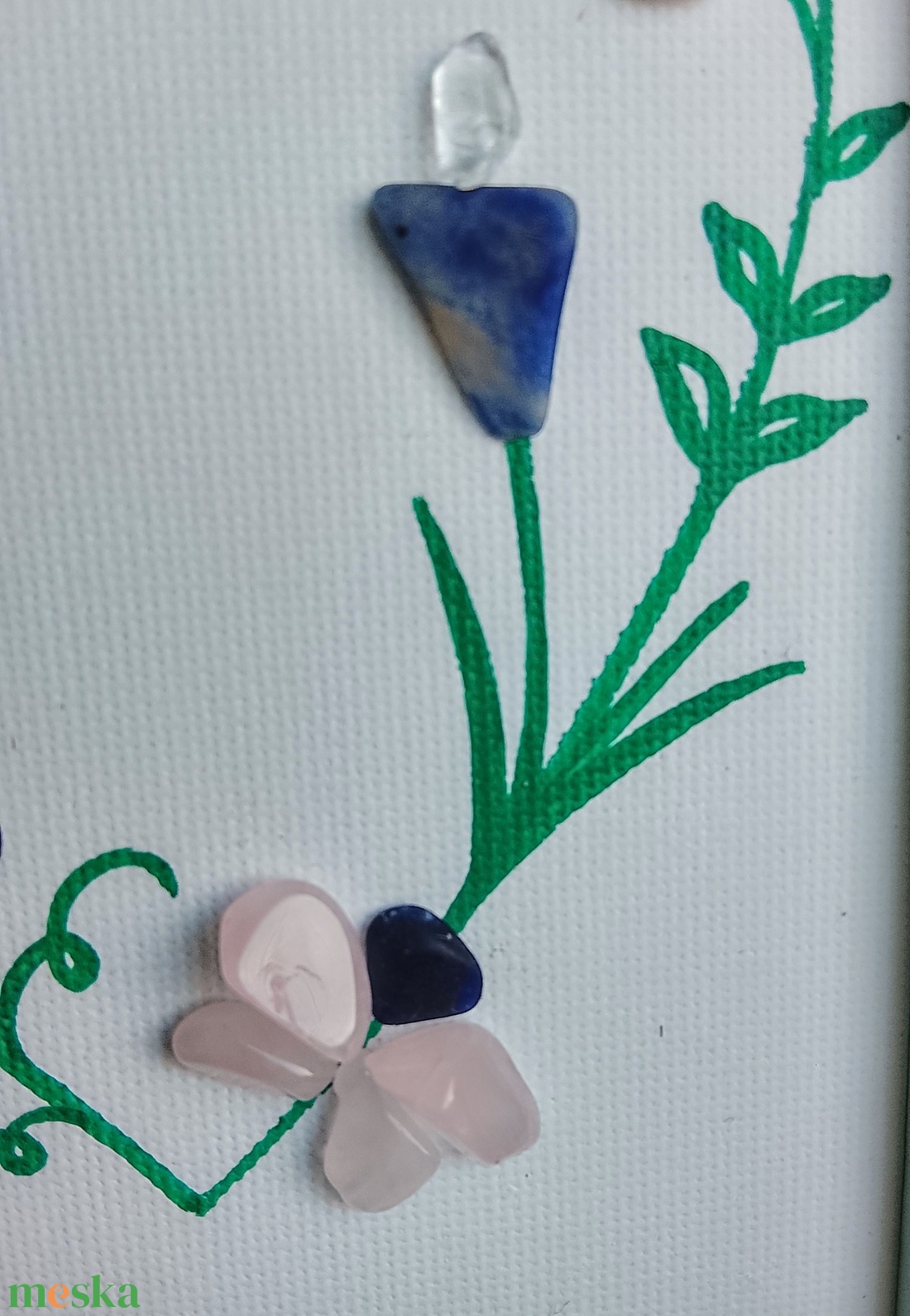 Szívecske mintás ásvány kép - ékszer - nyaklánc - gyöngyös nyaklánc - Meska.hu