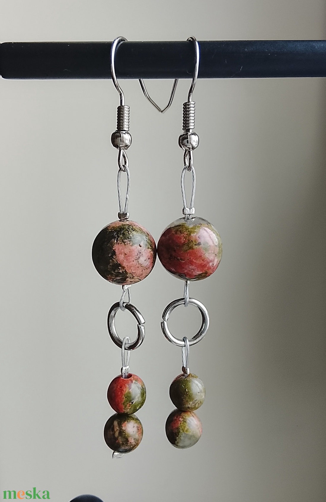 Fülbevaló zöld narancs színű - ékszer - fülbevaló - lógó fülbevaló - Meska.hu